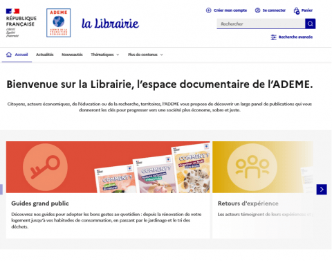 Page d’accueil de la Librairie Ademe